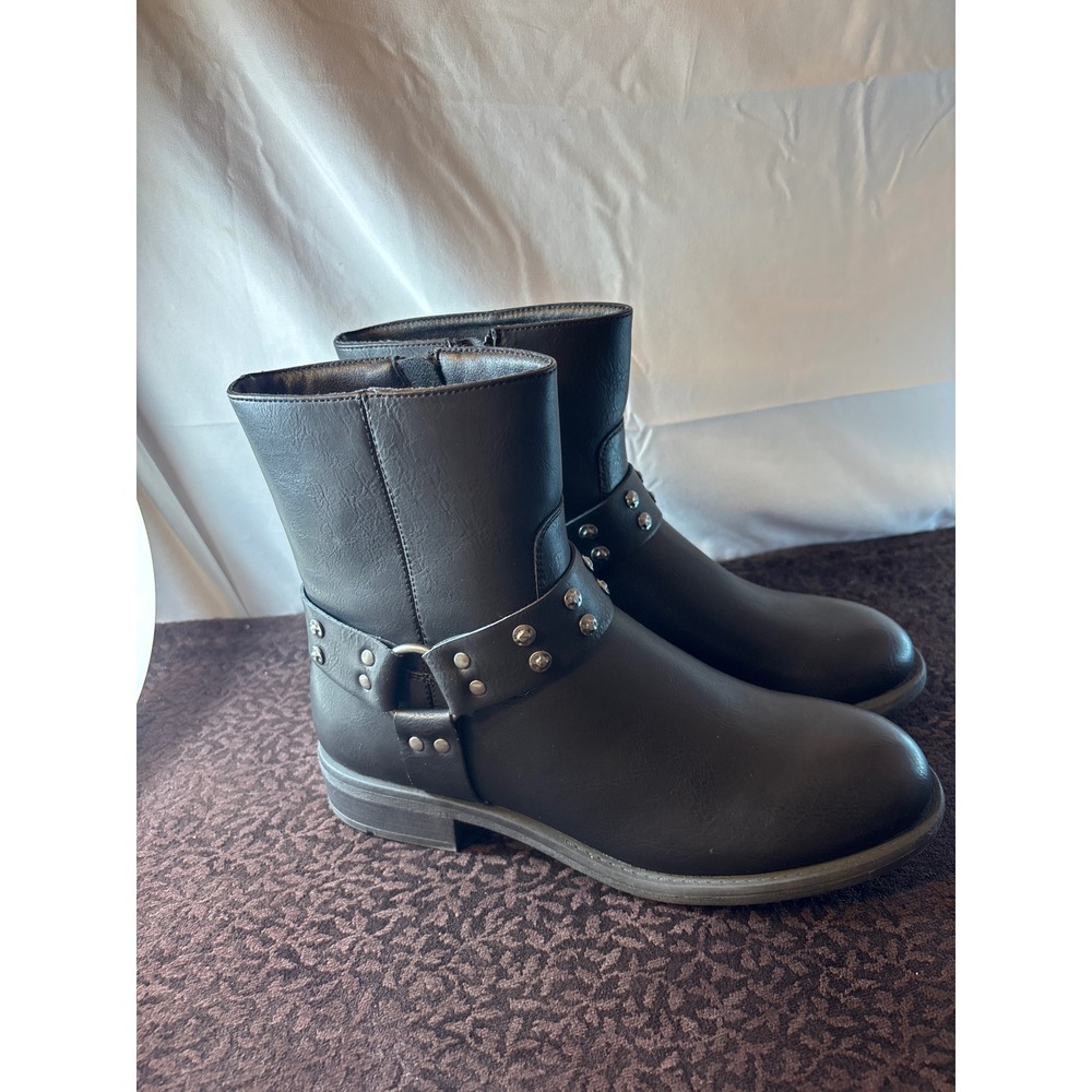 Frye and Co Conley‎ Black Studded Harness Ankle Boots Womens 9.5 M FO10278